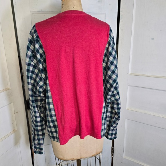 Upcycled‎ ome of a kind Tabasco tshirt plaid flannel OS - Picture 4 of 5
